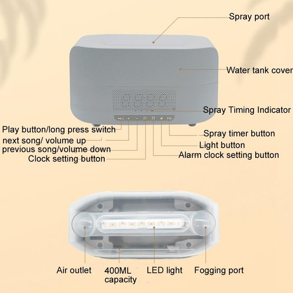 400ml Simulation Flame Humidifier Home Essential Oil Aromatherapy Machine, Color: White C Bluetooth(UK Plug)