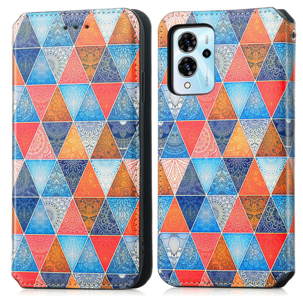 For ZTE Blade V40 Pro CaseNeo Colorful Magnetic Leather Phone Case(Rhombus Mandala)