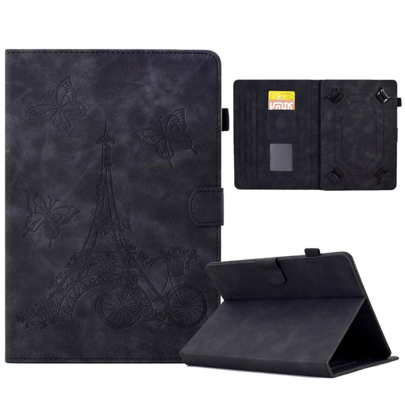 For 10 inch Tablets Tower Embossed Leatherette Tablet Case(Black)