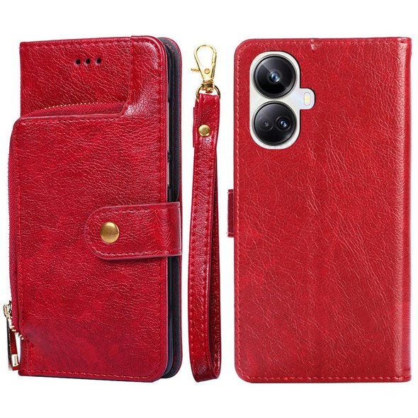 For Realme 10 Pro+ 5G Zipper Bag Leatherette Phone Case(Red)