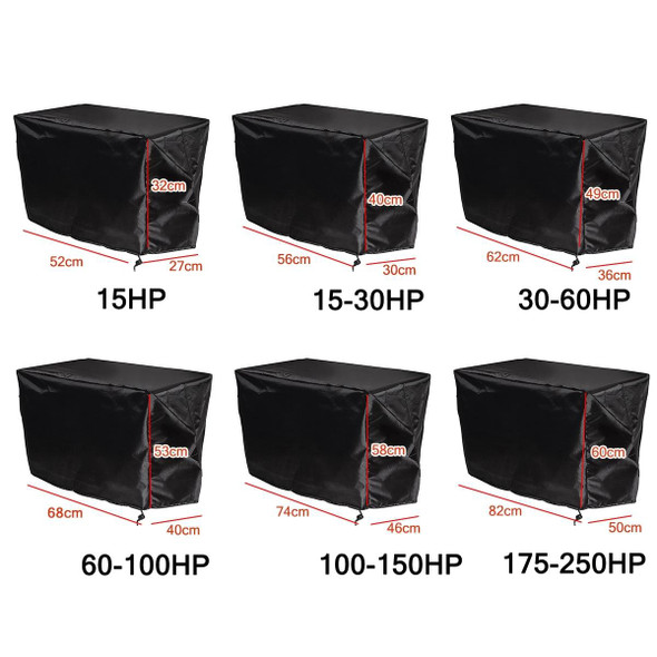 210D Oxford Cloth Boat Propeller Engine Waterproof and Dustproof Cover, Size:68x40x53cm/60-100HP(Black)