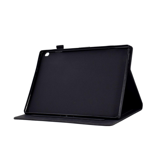 For Lenovo M10 Tower Embossed Leatherette Smart Tablet Case(Black)