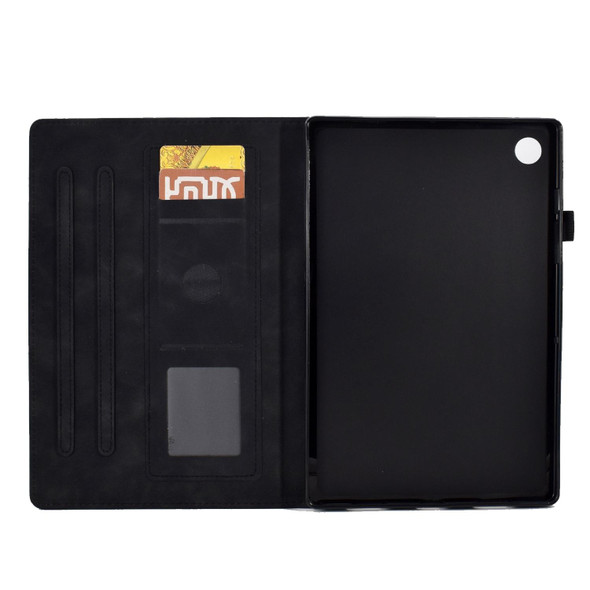 For Lenovo M10 Plus Tower Embossed Leatherette Smart Tablet Case(Black)