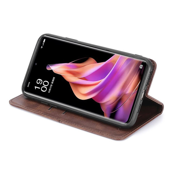 For OPPO Reno9 5G / Reno9 Pro 5G Cow Texture Magnetic Horizontal Flip Leatherette Phone Case(Light Brown)