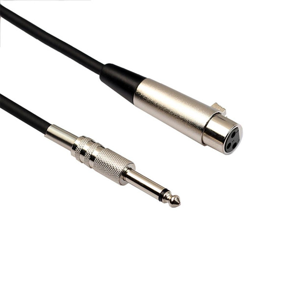 1.8m XLR 3-Pin Female to 1/4 inch (6.35mm) Mono Shielded Microphone Mic Cable