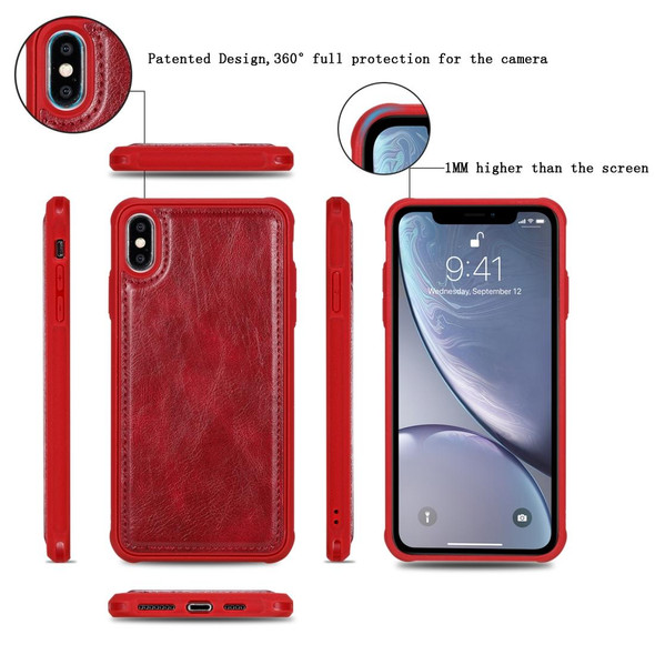 iPhone XS Max Multifunctional Retro Detachable Magnetic Horizontal Flip Leather Case with Card Slots & Holder & Wallet & Photo Frame(Red)