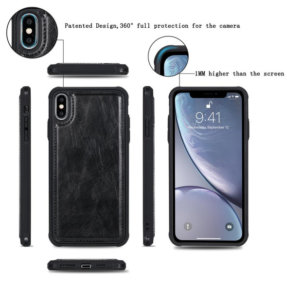 iPhone XS Max Multifunctional Retro Detachable Magnetic Horizontal Flip Leather Case with Card Slots & Holder & Wallet & Photo Frame(Black)