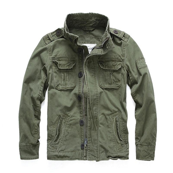 Autumn And Winter Middle Aged Men Jacket Casual Workers Dress Denim Jackets Clothes, Size: S(Deep Army Green)