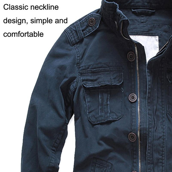 Autumn And Winter Middle Aged Men Jacket Casual Workers Dress Denim Jackets Clothes, Size: 2XL(Khaki)