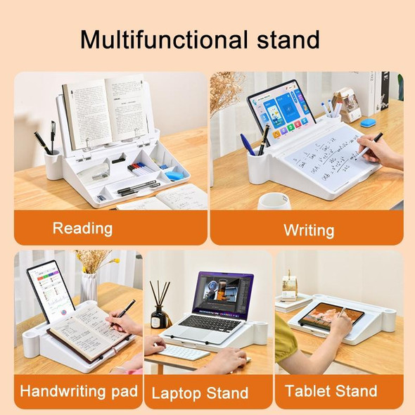 Reading & Writing & Storage 3-in-1 Multifunctional Table Folding Learning Stand(White)