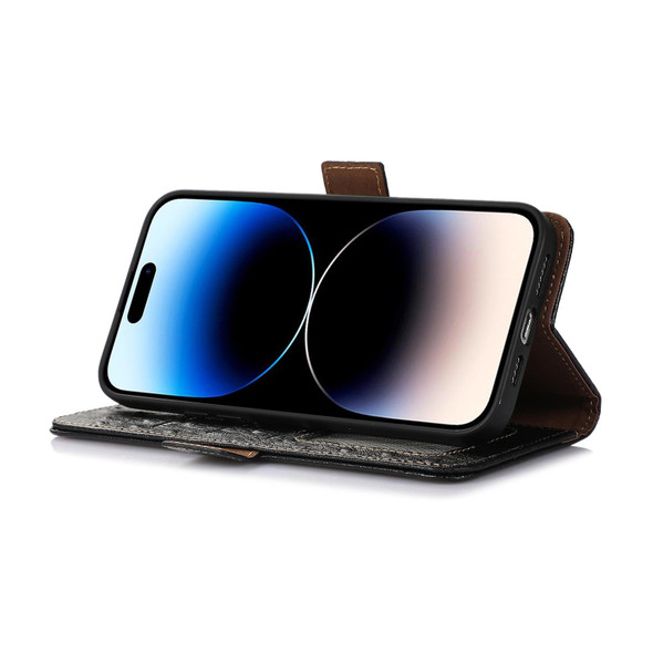 For Samsung Galaxy A04 4G Ostrich Pattern Genuine Leatherette RFID Phone Case(Black)
