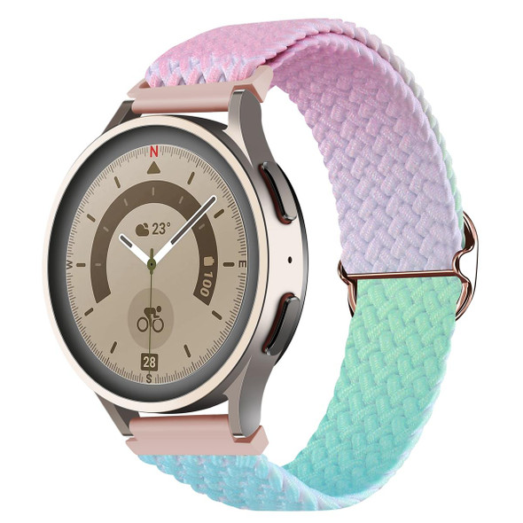 22mm Universal Weave Gradient Color Watch Band(Pink Green Blue)