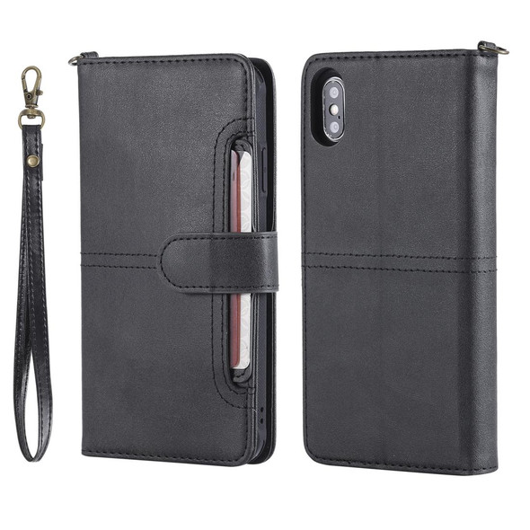 iPhone XS Max Multifunctional Detachable Magnetic Horizontal Flip Leather Case with Card Slots & Holder & Wallet & Photo Frame(Black)