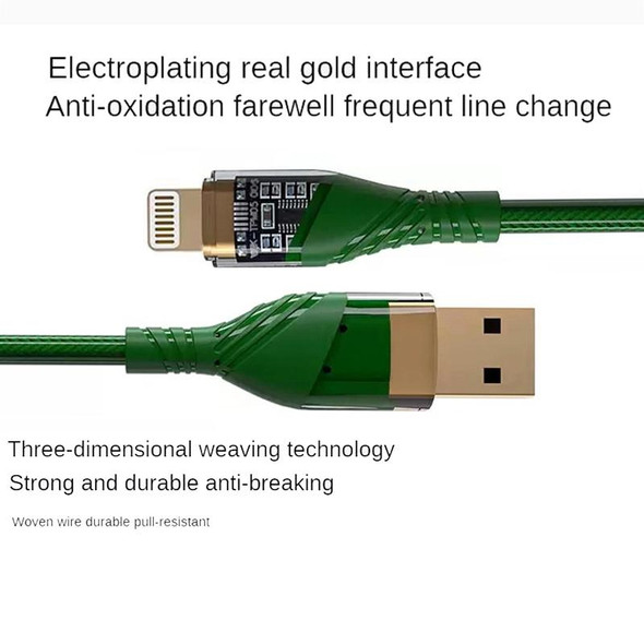 2pcs 2.4A USB to 8 Pin Transparent Fast Charging Data Cable, Length: 1m(Orange)