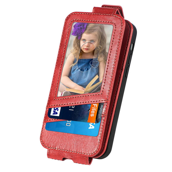 For  ZTE Blade A72 Splicing Wallet Card Holder Vertical Flip Leatherette Phone Case(Red)
