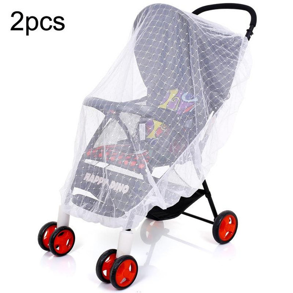 2pcs Full Cover Folding Mosquito Net Plus Encrypted Stroller Mosquito Net(White)