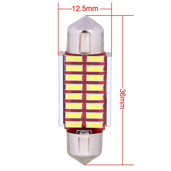 2 PCS Festoon 36mm 2W 160LM White Light 16 LED SMD 4014 Error Free License Plate Lights Car Light Bulb