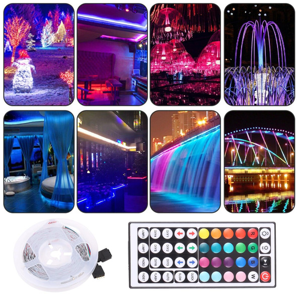 Bare Board 2835 SMD RGB LED Rope Light, 60 LED/m, Length: 5m, 12V 2A 100-240V, with 44-key Remote Control (EU Plug)