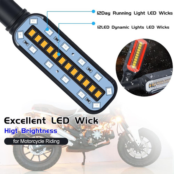 1 Pair Electric Motorcycle 24LED Two-color Running Water Steering Side Light(Red Light + Yellow light)