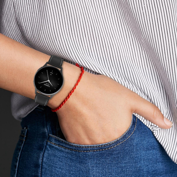 For Huawei Watch Buds/Xiaomi Watch S2 22mm Genuine Leatherette Watch Band(Dark Brown)