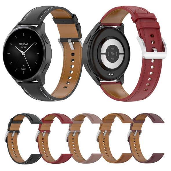 For Huawei Watch Buds/Xiaomi Watch S2 22mm Genuine Leatherette Watch Band(Light Brown)