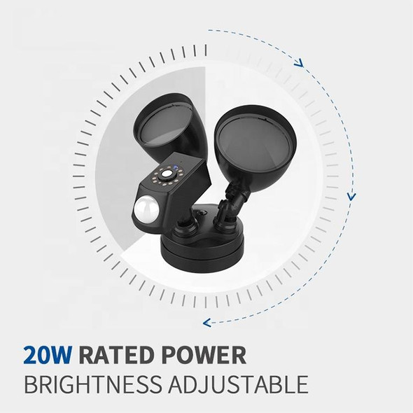 20W LED Smart Sensor Outdoor Floodlight with 1080P Security Camera, 5000K White Light (White)