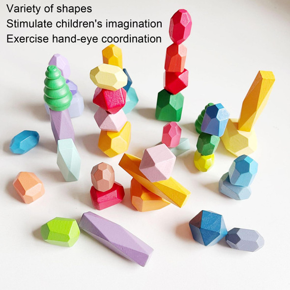 16 Grains Colorful B Children Early Teachings Stack Stone Building Blocks Wood Stack Stone Toys