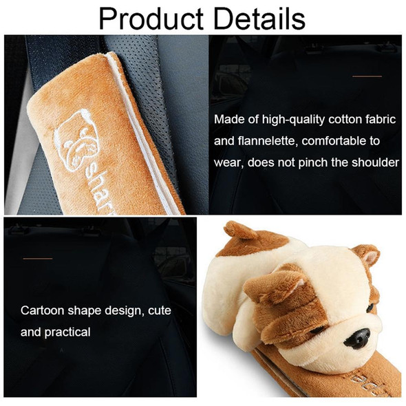 002 Cute Cartoon Thicked Seat Belt Anti-Strangled Protective Cushion, Length: 30.5cm (Beige Dog)