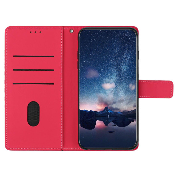 For Samsung Galaxy A52 Diamond Embossed Skin Feel Leatherette Phone Case with Lanyard(Red)