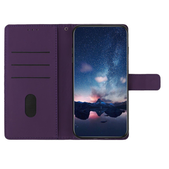 For Samsung Galaxy A72 Diamond Embossed Skin Feel Leatherette Phone Case with Lanyard(Purple)
