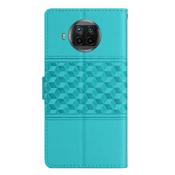 For Xiaomi Mi 10T Lite Diamond Embossed Skin Feel Leather Phone Case with Lanyard(Blue)