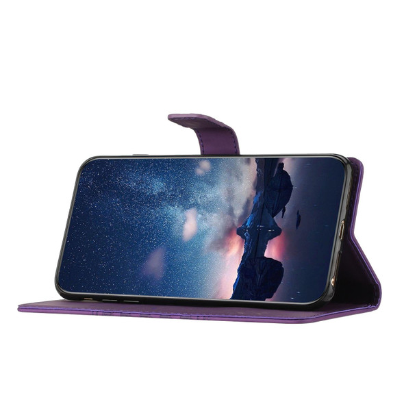 For Samsung Galaxy S10 Diamond Embossed Skin Feel Leatherette Phone Case with Lanyard(Purple)