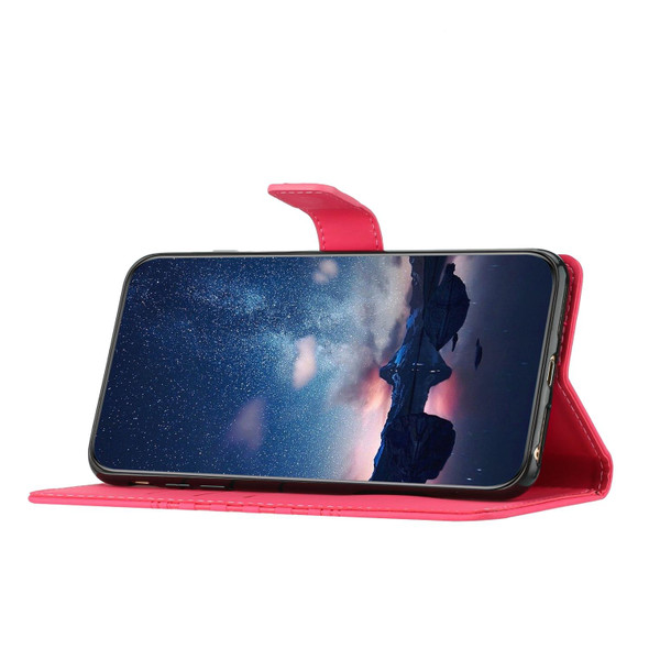 For Samsung Galaxy S20 Diamond Embossed Skin Feel Leatherette Phone Case with Lanyard(Red)