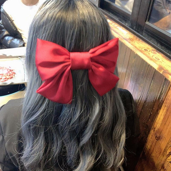 5 PCS Satin Bow Hairpin Back Head Hair Accessories, Colour: Wine Red