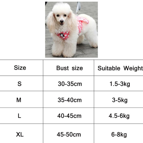 Anti-Leakage Breathable Small Dog Chest Harness Traction Rope, Size: S(Wave Piont Pink)