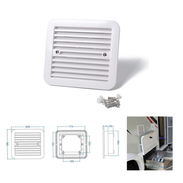 12V White Air Vent with Fan RV Trailer Caravan Mute Side Air Ventilation