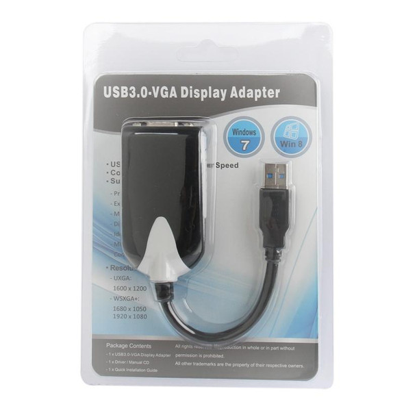 USB 3.0 to VGA Display Adapter, Resolution: 1920 x 1080(Black)