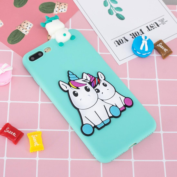 For iPhone 8 Plus & 7 Plus 3D Cartoon Pattern Shockproof TPU Protective Case(Couple Unicorn)