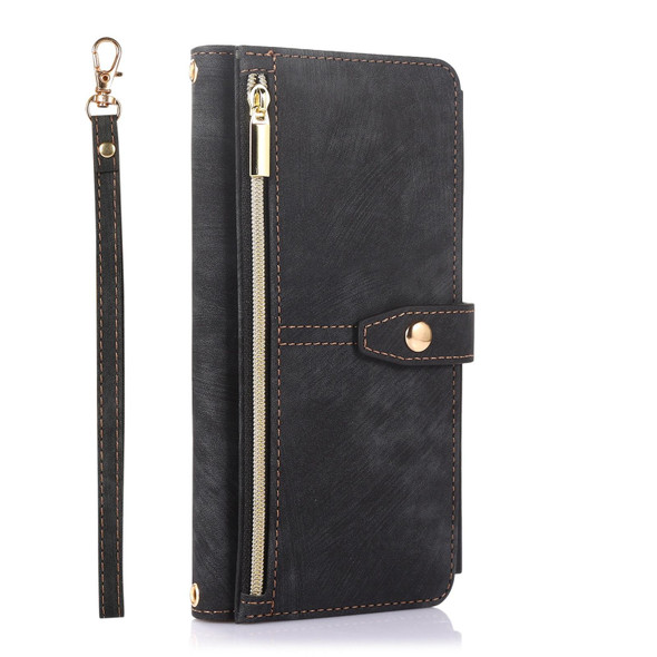 For Samsung Galaxy A21s Dream 9-Card Wallet Zipper Bag Leatherette Phone Case(Black)
