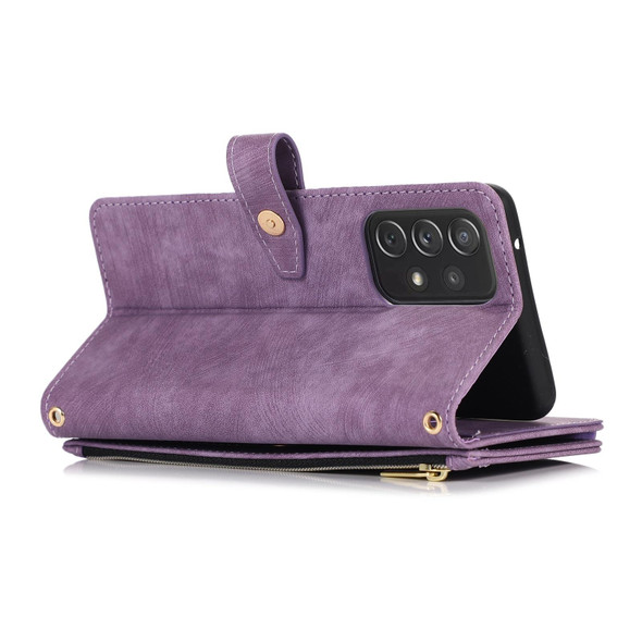 For Samsung Galaxy A52 4G / 5G Dream 9-Card Wallet Zipper Bag Leatherette Phone Case(Purple)