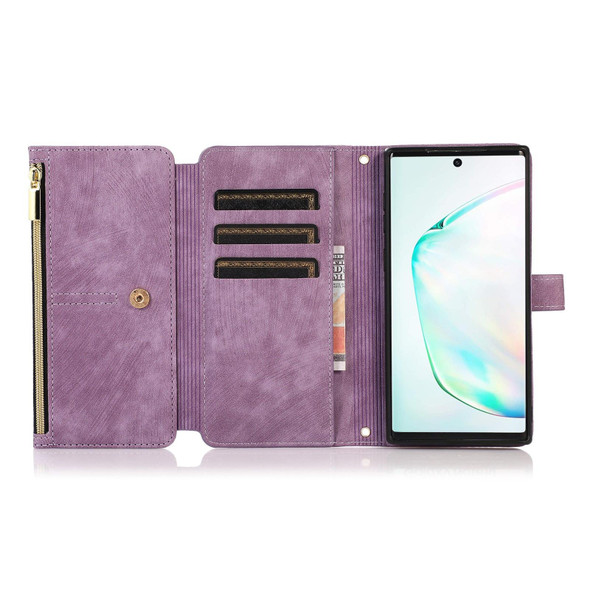 For Samsung Galaxy Note10+ Dream 9-Card Wallet Zipper Bag Leatherette Phone Case(Purple)