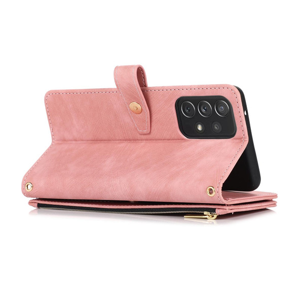 For Samsung Galaxy A52 4G / 5G Dream 9-Card Wallet Zipper Bag Leatherette Phone Case(Pink)