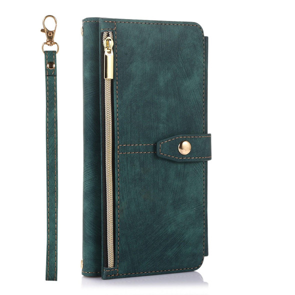 For Samsung Galaxy S20 Dream 9-Card Wallet Zipper Bag Leatherette Phone Case(Green)