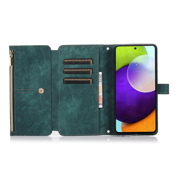 For Samsung Galaxy A52 4G / 5G Dream 9-Card Wallet Zipper Bag Leatherette Phone Case(Green)