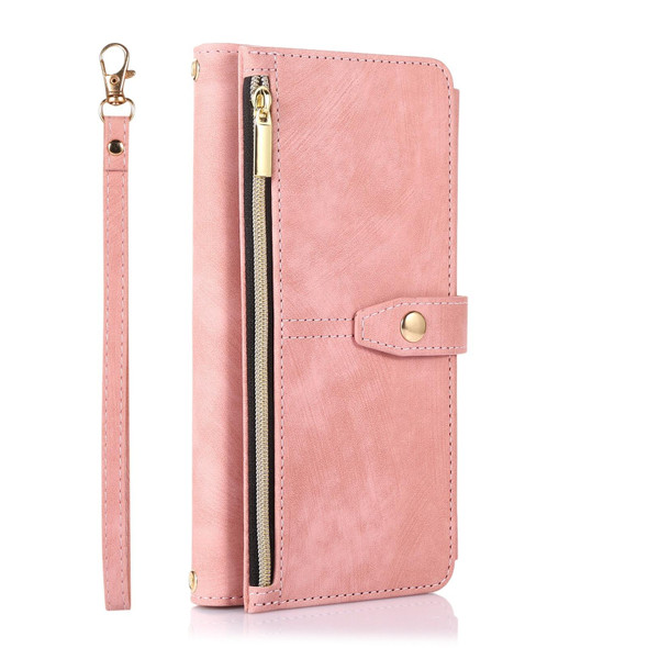 For Samsung Galaxy A21s Dream 9-Card Wallet Zipper Bag Leatherette Phone Case(Pink)