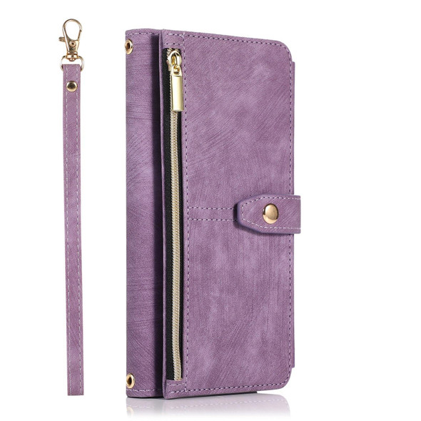 For Samsung Galaxy Note20 Dream 9-Card Wallet Zipper Bag Leatherette Phone Case(Purple)