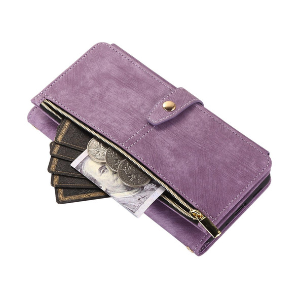 For Samsung Galaxy S20 Dream 9-Card Wallet Zipper Bag Leatherette Phone Case(Purple)