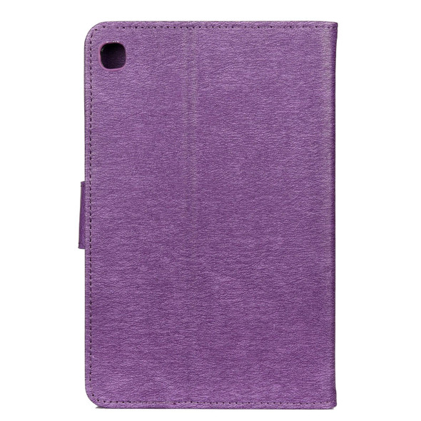 For Samsung Galaxy Tab A 8.4 (2020) T307 Butterfly Flower Embossing Pattern Horizontal Flip Leatherette Case with Holder & Card Slots & Wallet(Purple)