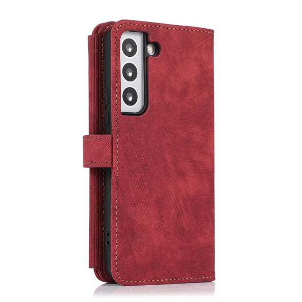For Samsung Galaxy S21 5G Dream 9-Card Wallet Zipper Bag Leatherette Phone Case(Red)