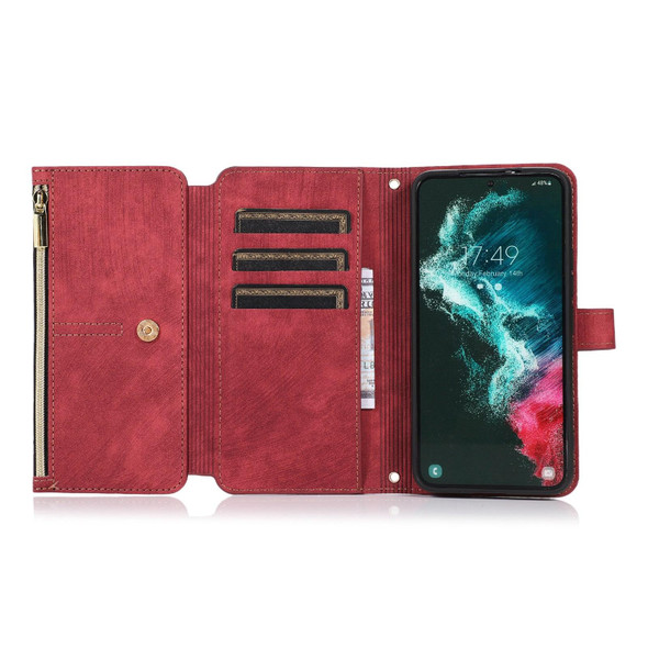 For Samsung Galaxy S21 5G Dream 9-Card Wallet Zipper Bag Leatherette Phone Case(Red)